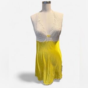Victoria's Secret Yellow and White Lace Chemise